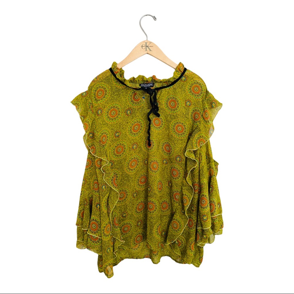 Rouge Collection Peek-a-boo Shoulder Sheer Blouse